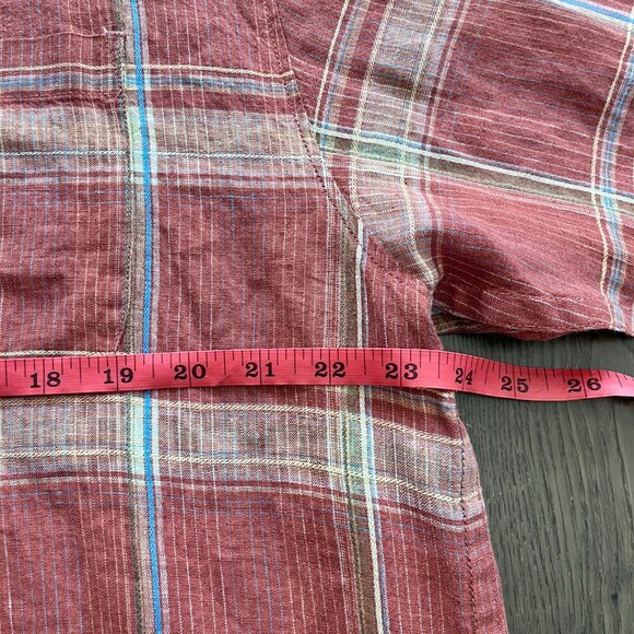Tommy Bahama 100% Linen Plaid Button Up Shirt Short Sleeve Size L - Picture 4 of 6